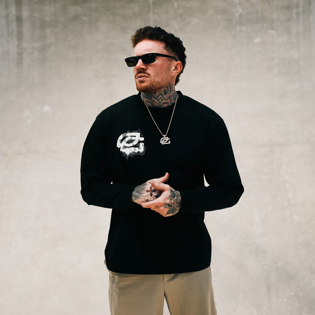 Black Distorted Oversize Long Sleeve