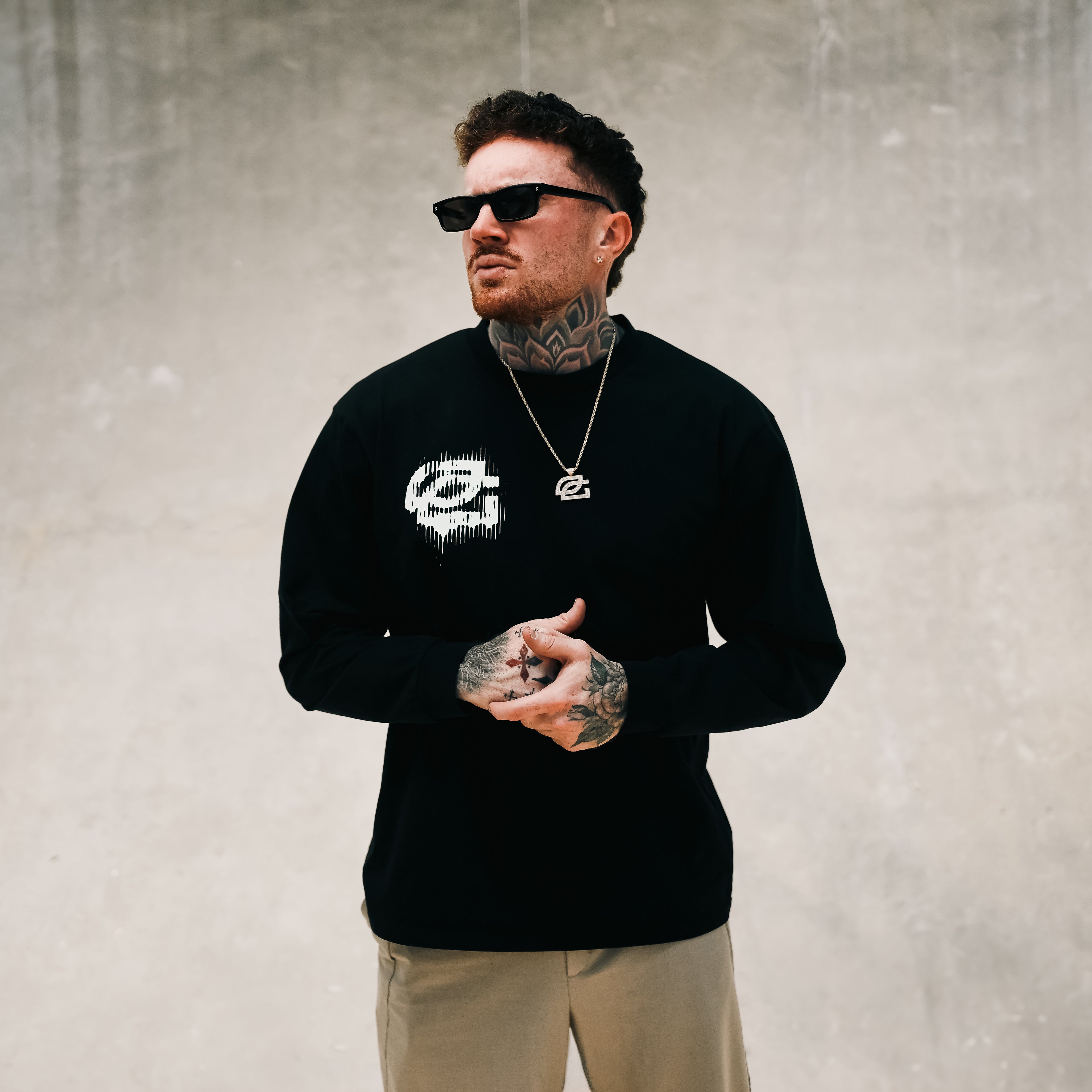 Black Distorted Oversize Long Sleeve