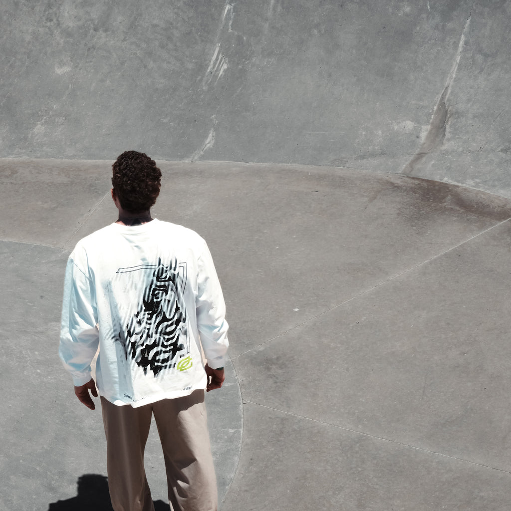 White Distorted Oversize Long Sleeve