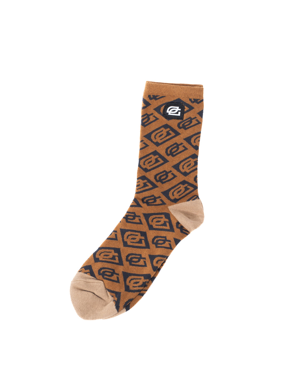 Brown Checkerboard Logo Sock