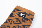 Brown Checkerboard Logo Sock