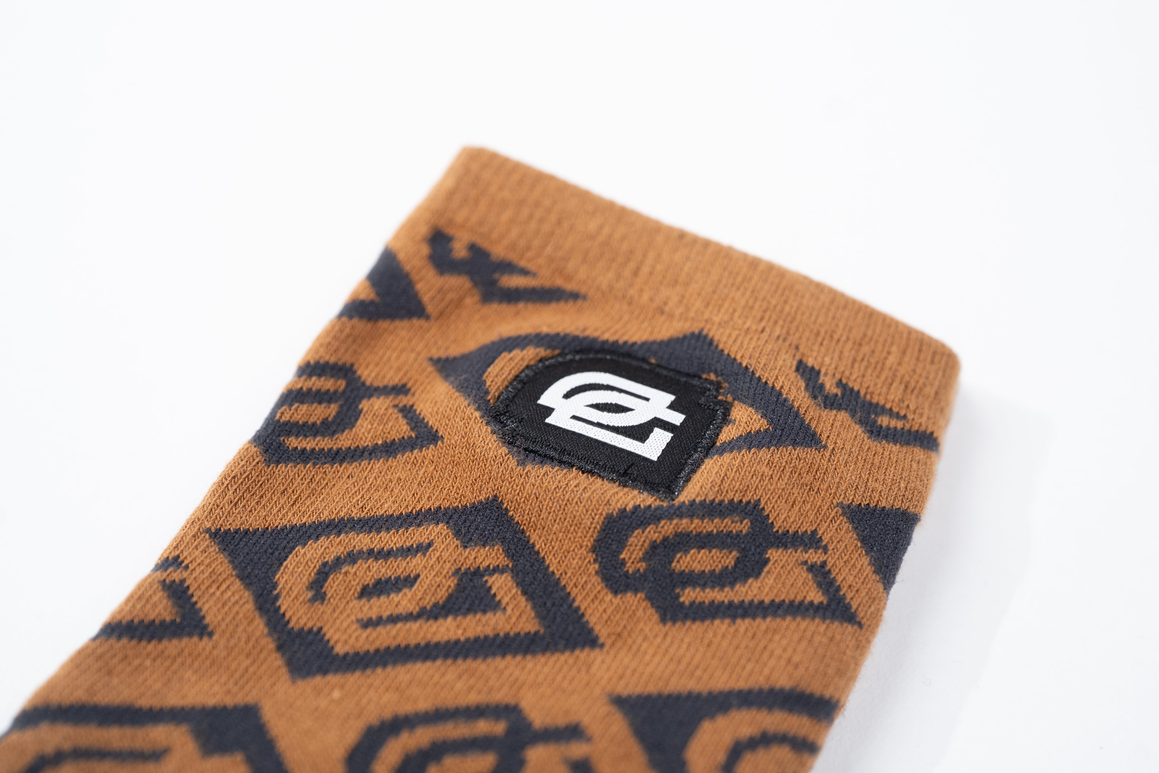 Brown Checkerboard Logo Sock