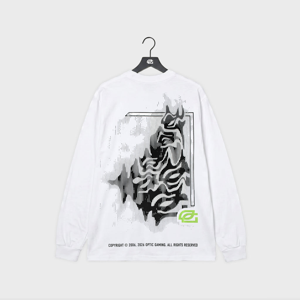 White Distorted Oversize Long Sleeve